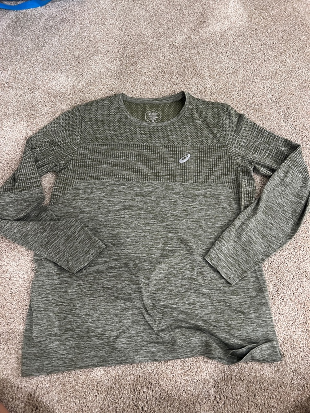 ASICS Olive Heather Long Sleeve Crew